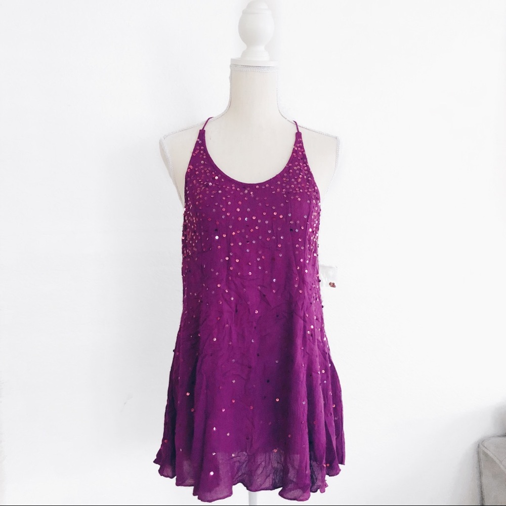 ⭐️Free People Seeking Sequins Purple Slip Dress